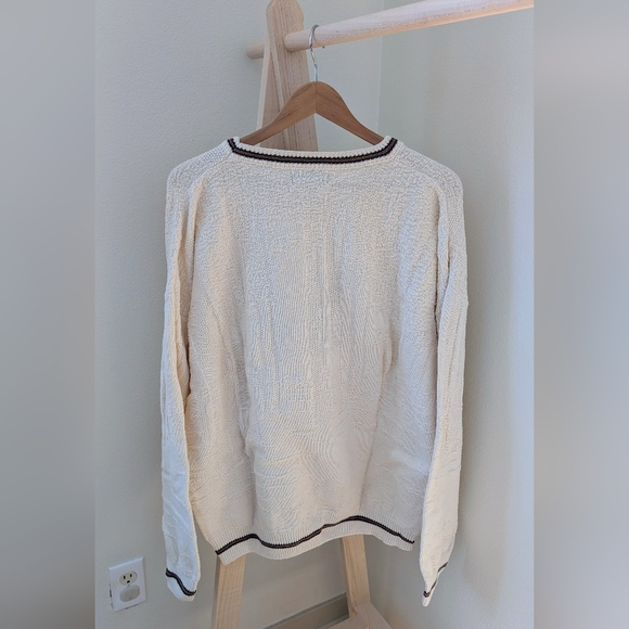 Vintage Chunky Textured Deer Embroidered Crewneck Sweater In Ivory - Picture 8 of 9